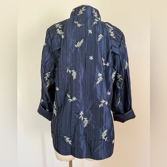 Victor Costa Midnight Blue Embroidered Jacket ladies XL NWT - Picture 4 of 8